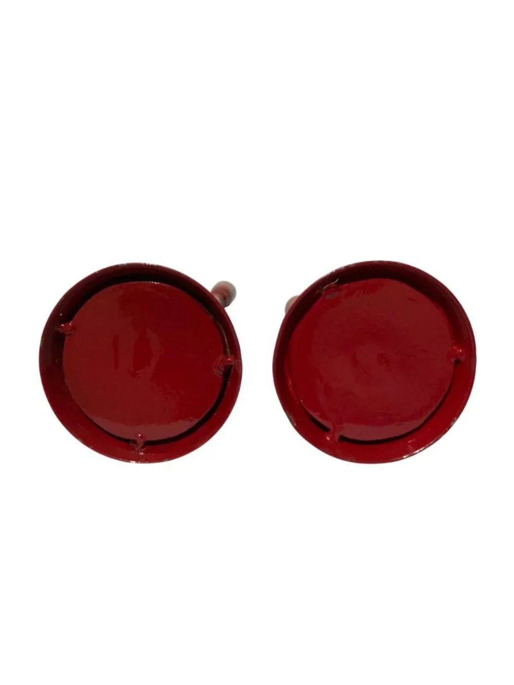 Memphis Milano Style Post Modern Design Red Candlestick Candle Holders Set of 2